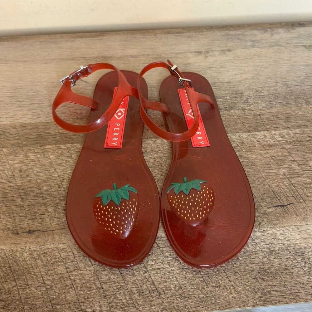 red Katy Perry Women's The Geli jelly strawberry sandals size 7 shoes